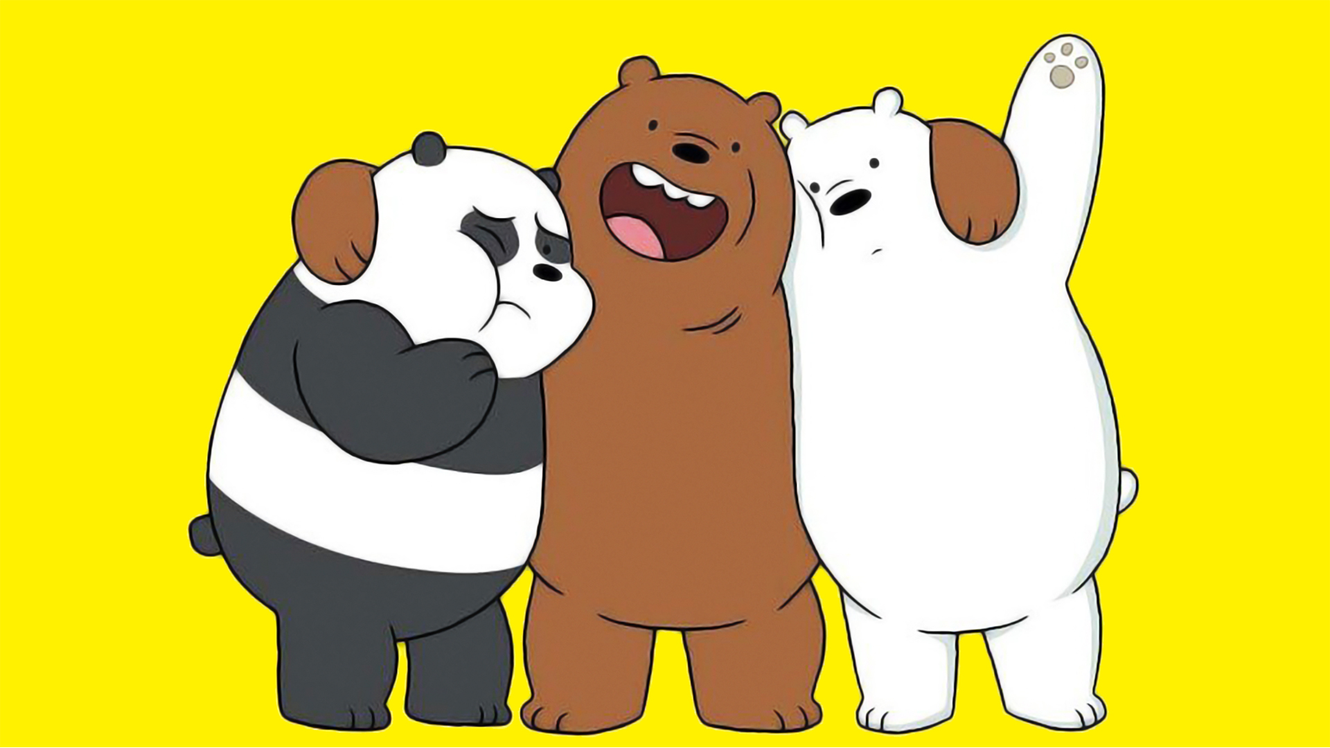 Включи bear. Мультфильм we bare Bears. Три медведя Картун нетворк. We bare Bears белый медведь. Три медведя белый Панда и Гризли.